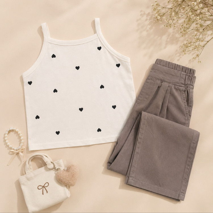 تاپ دخترانه H&M طرح قلب مشکی
